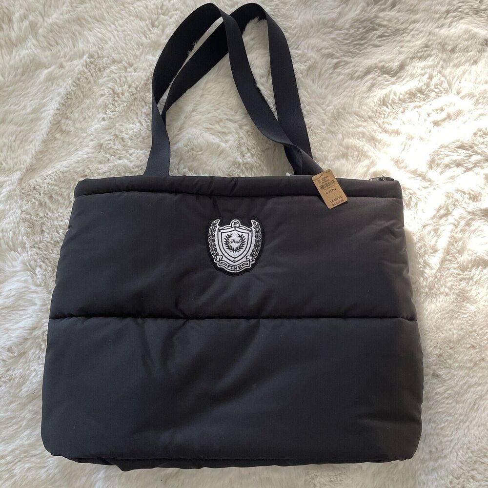 VICTORIA’S SECRET PINK Black Tote Bag BLACK FRIDAY 2023 NEW Nylon MSRP $49.95